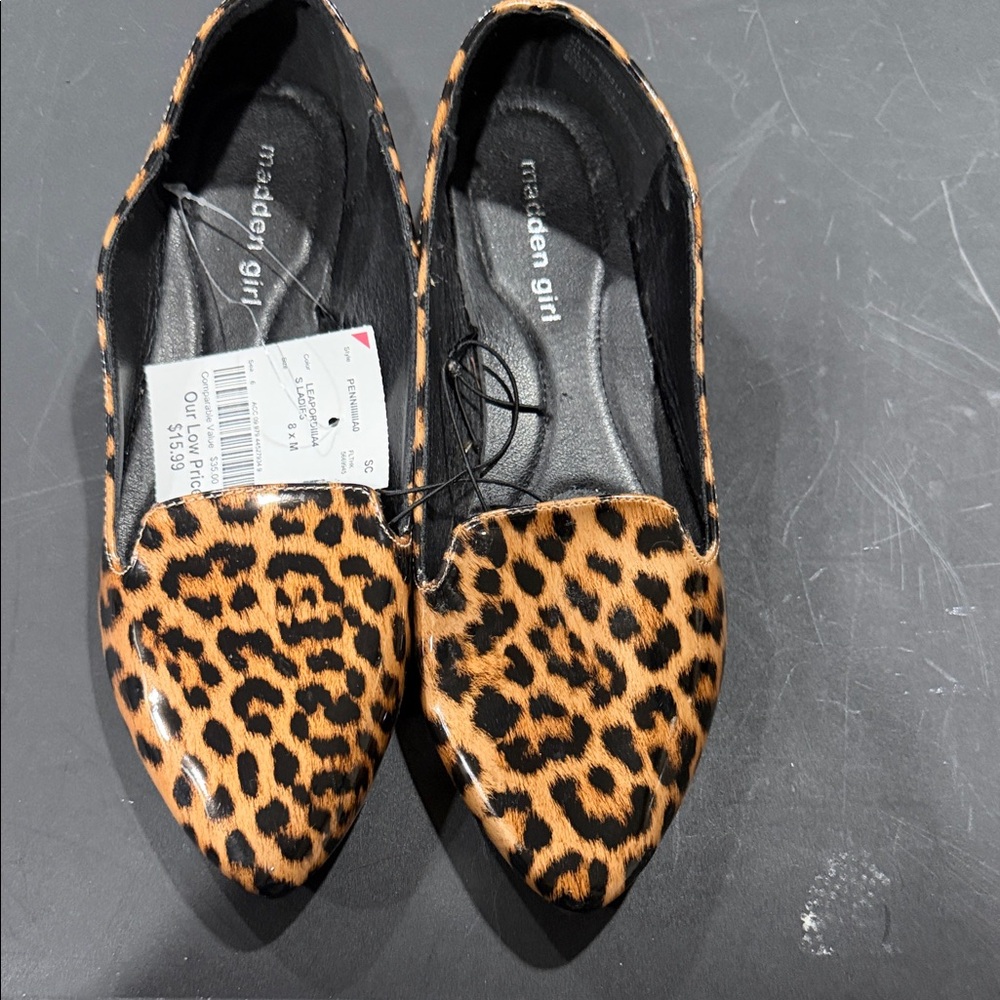 Madden Girl Leopard Print Pointed Toe Flats - Black & Brown